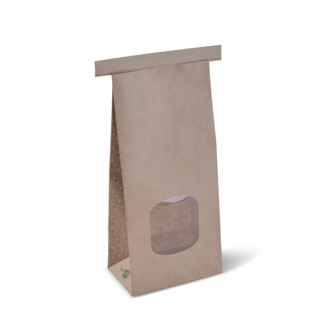 Detpak I Am Eco™ Brown Medium Window Tin-Tie Bag (400)