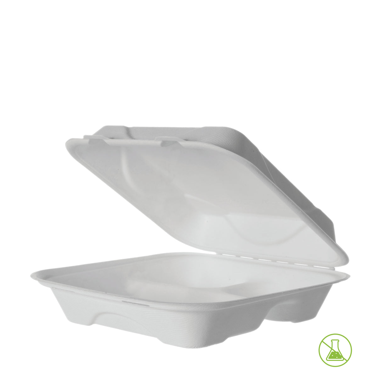 Detpak White Sugarcane Clam 9X9X3In White 3Comp Sc Ep (200)