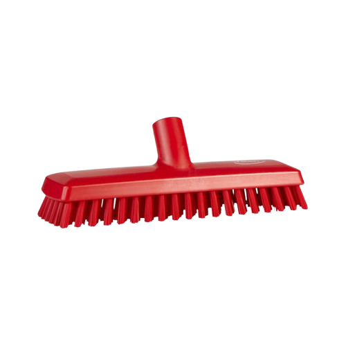 Deck Scrub Brush, Vikan , Red, 95mm X 270mm X 75mm, Extra Stiff Bristles, Water fed