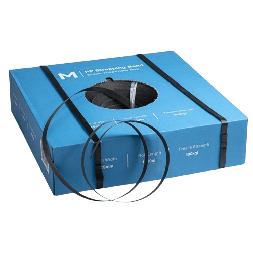 19mm x 1000m Black PP Strapping, 400 KG, In Box - NZ Packaging