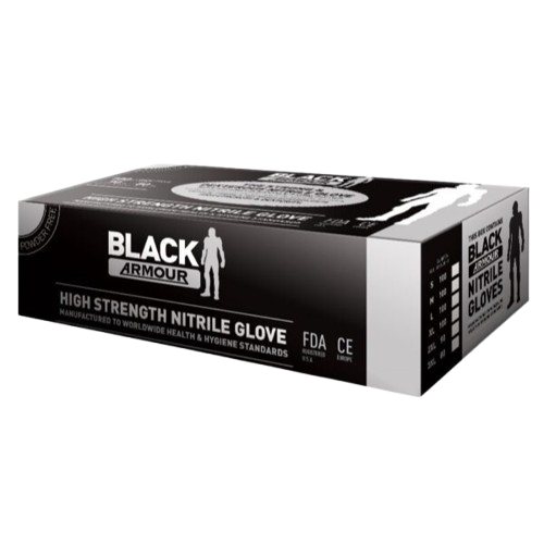Disposable Nitrile Gloves, Powder Free, Heavy Duty, Black, 3XL (80)