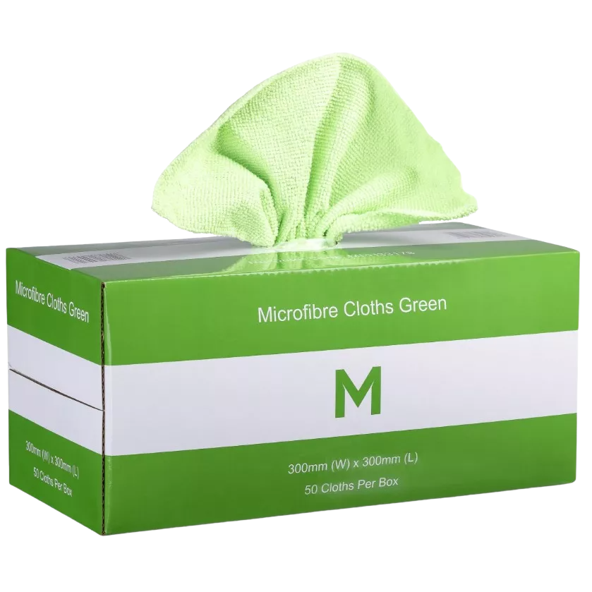 Microfibre Cloths Dispenser Box, Green, 300mm x 300mm (50)