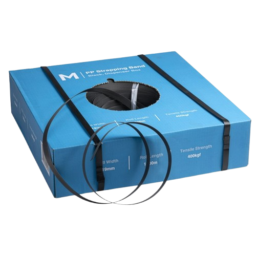 19mm x 1000m Black PP Strapping, 400 KG, In Box
