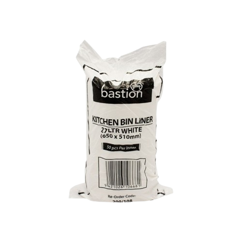 27L Kitchen Tidy Rubbish Bags, White, 650mm x 550mm (50)