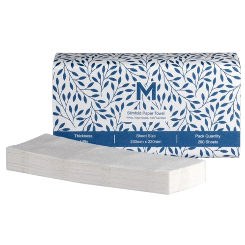 Slimfold Paper Towel, 1 Ply, White, 230mm x 230mm (4000)