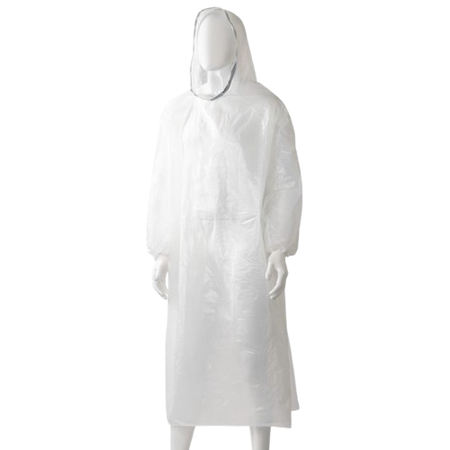 Hooded Poncho Polyethylene, White, 800mm X 1300mm, 30mu (96)