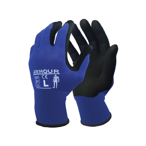 Foam Nitrile Open Back Gloves, Blue, Large