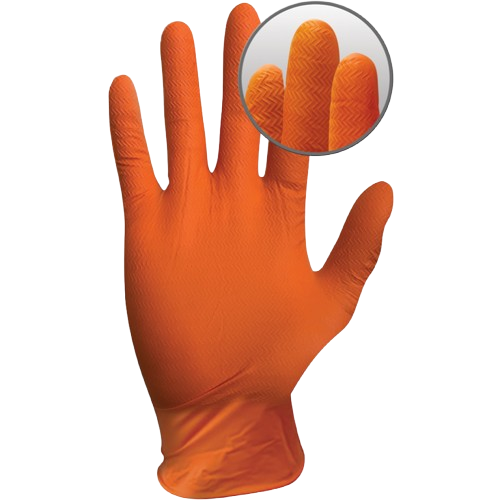 Disposable Nitrile Gloves, Heavy Duty, With Grip, Orange, 2XL (90)