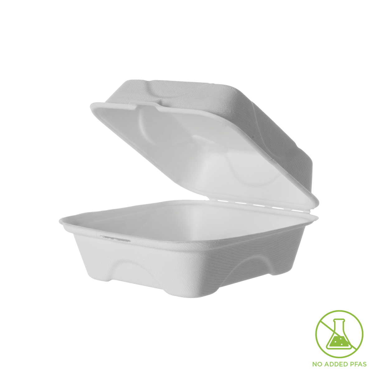 Detpak White Sugarcane Clamshell, 6X6X3In (500)