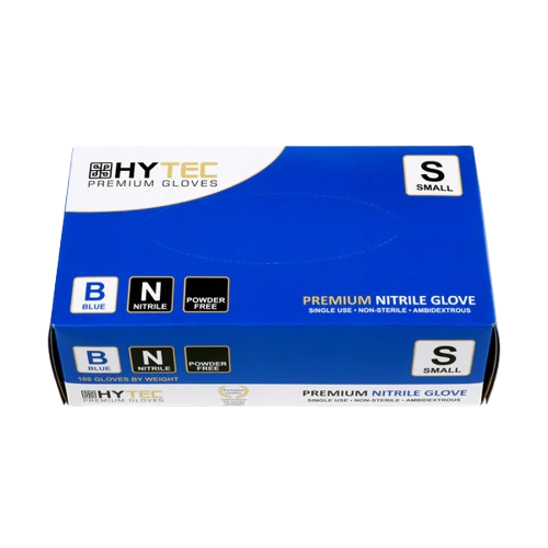 Disposable Nitrile Gloves, Powder Free, Blue, Small, 240mm (100)