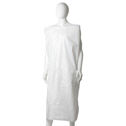 Polyethylene Sleeveless Apron, White, 800mm x 1400mm, 30mu (250)