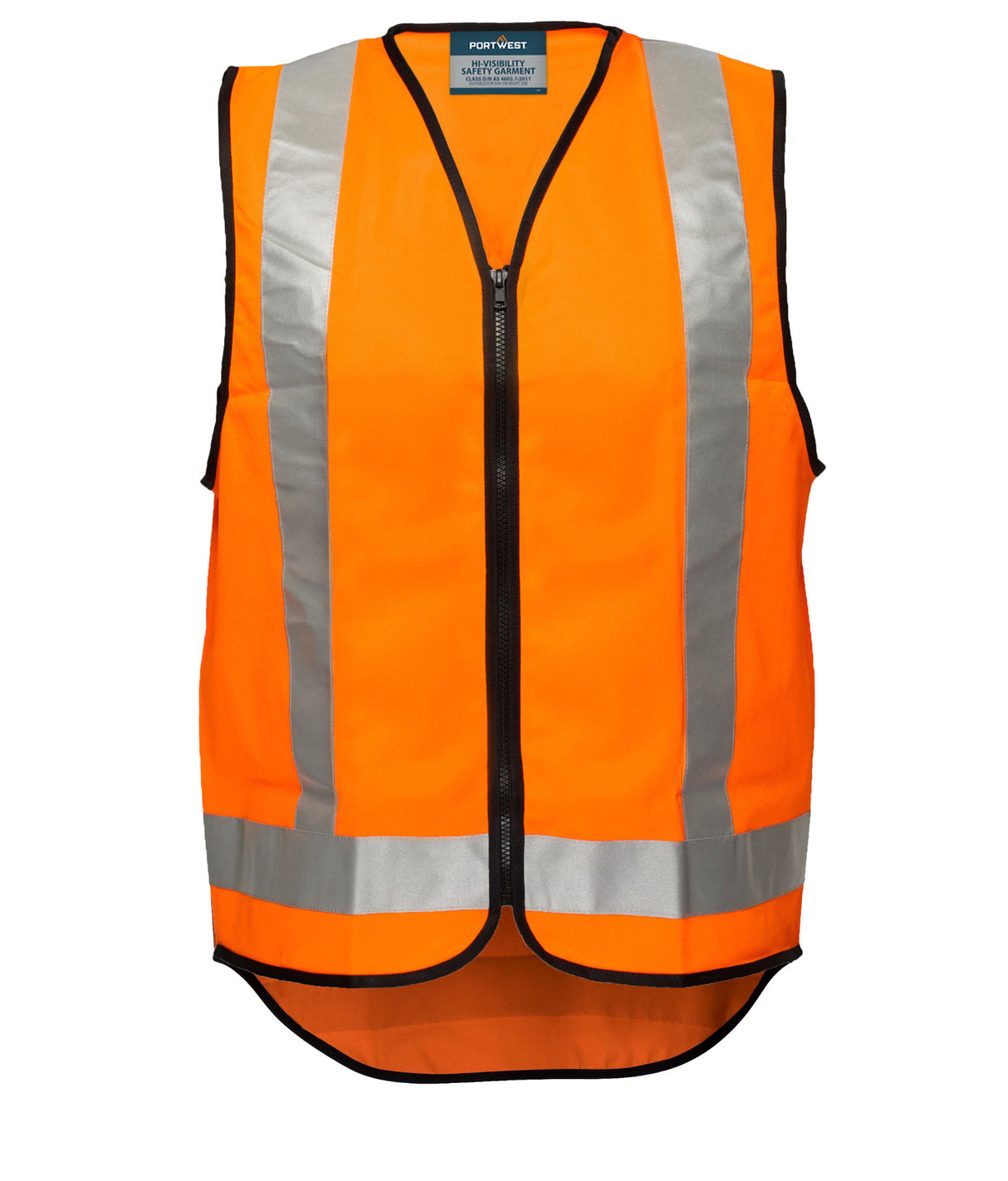 Hi-Vis X Back Zipped Vest, Orange