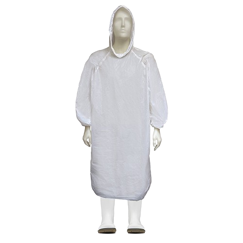 Disposable LDPE Hooded Poncho, White, XL (200)