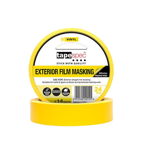 Versatile Exterior Vinyl Masking Tape, Yellow, 24mm x 50m