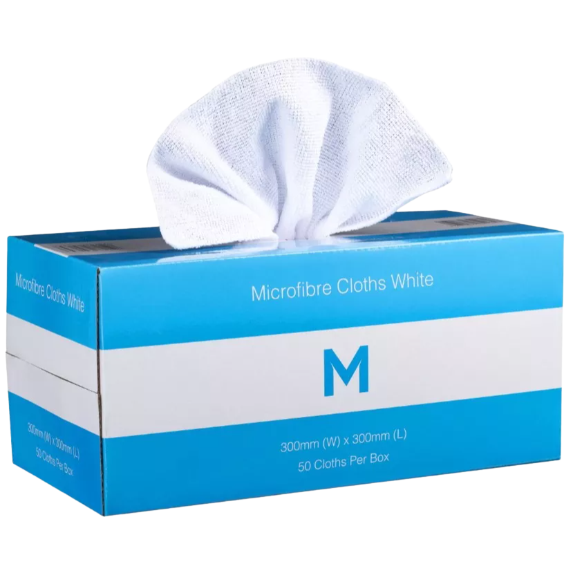 Microfibre Cloths Dispenser Box, White, 300mm x 300mm (50)
