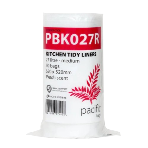 * 620mm x 520mm 10mu 27l Peach Scent White Kitchen Tidy Rubbish Bag