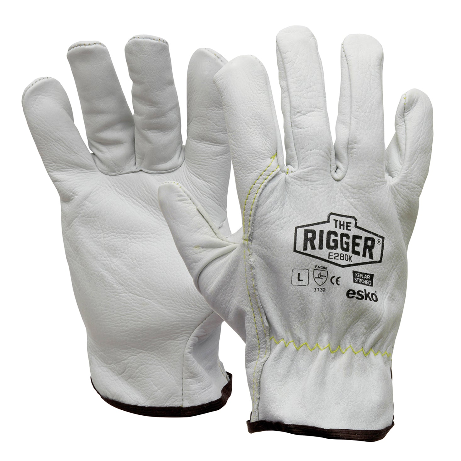 Esko Natural Cowgrain 'A' Grade Leather Rigger Glove With Kevlar Stitching