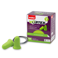 Green Vortex Bell Shaped Corded Earplugs, Class 5 - 26db, 100 Pair Dispenser Box.