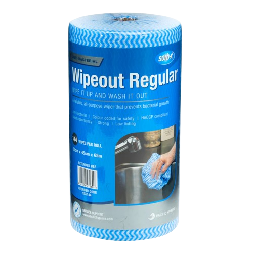Wiping Cloths 30cm x 45cm x 65m POR Sorb-X Wipeout Regular Blue