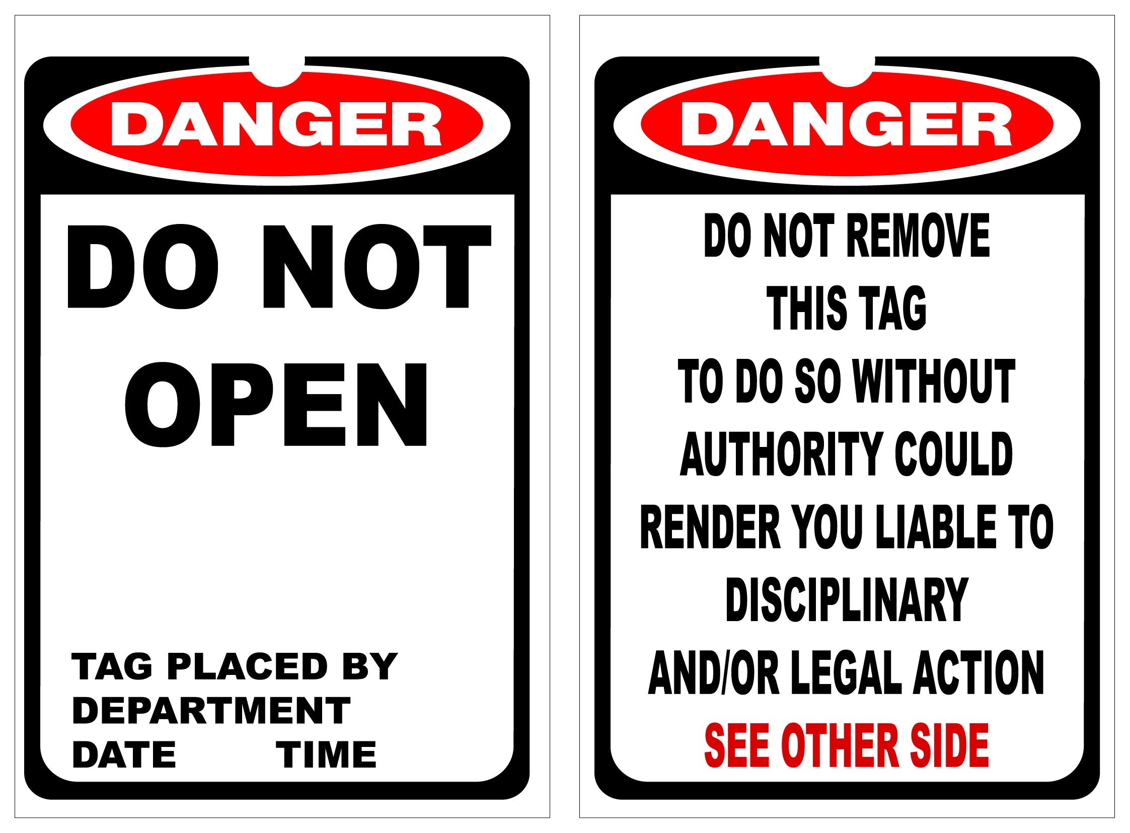 Isolock Lockout Tag - Danger Do Not Open- Pk/25 Tags