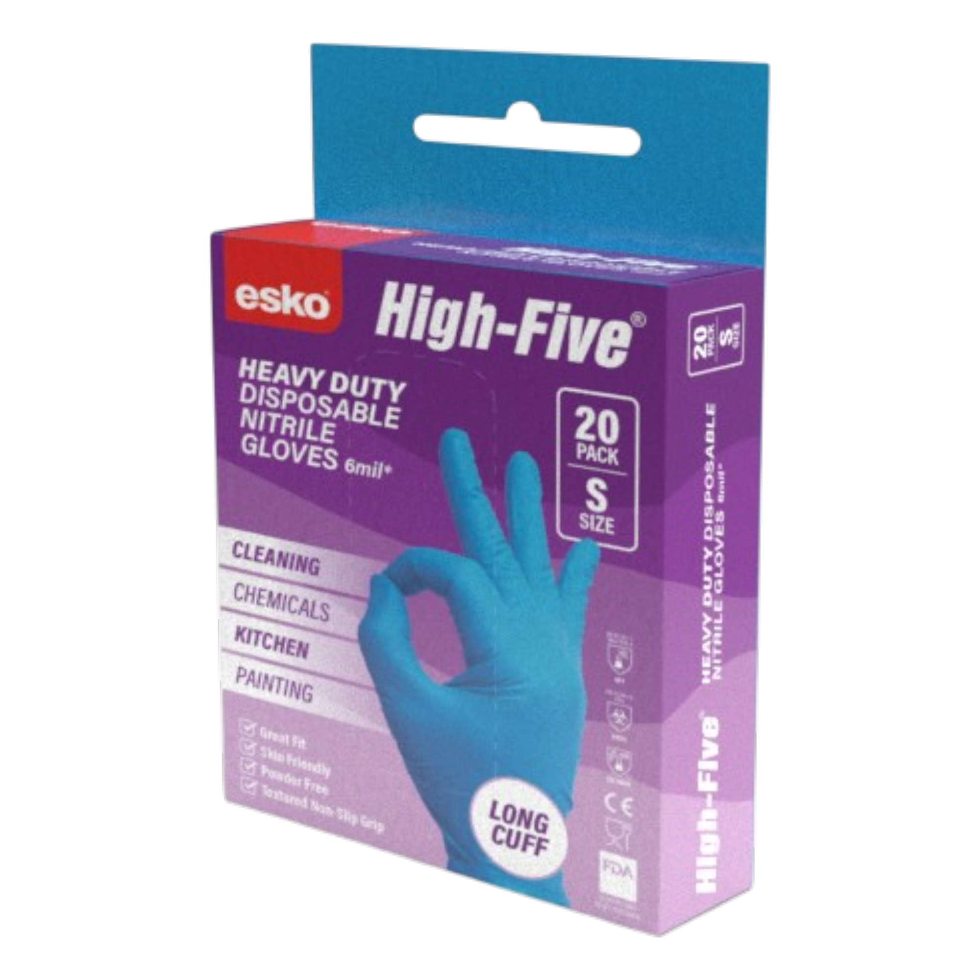 High Five Blue Heavy Duty Nitrile Disposable Glove, Powder F