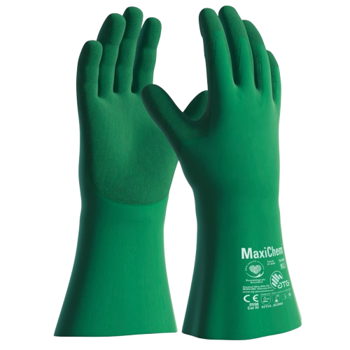 Maxichem Nitrile Tritech Gauntlet Gloves, 35cm Green, Medium