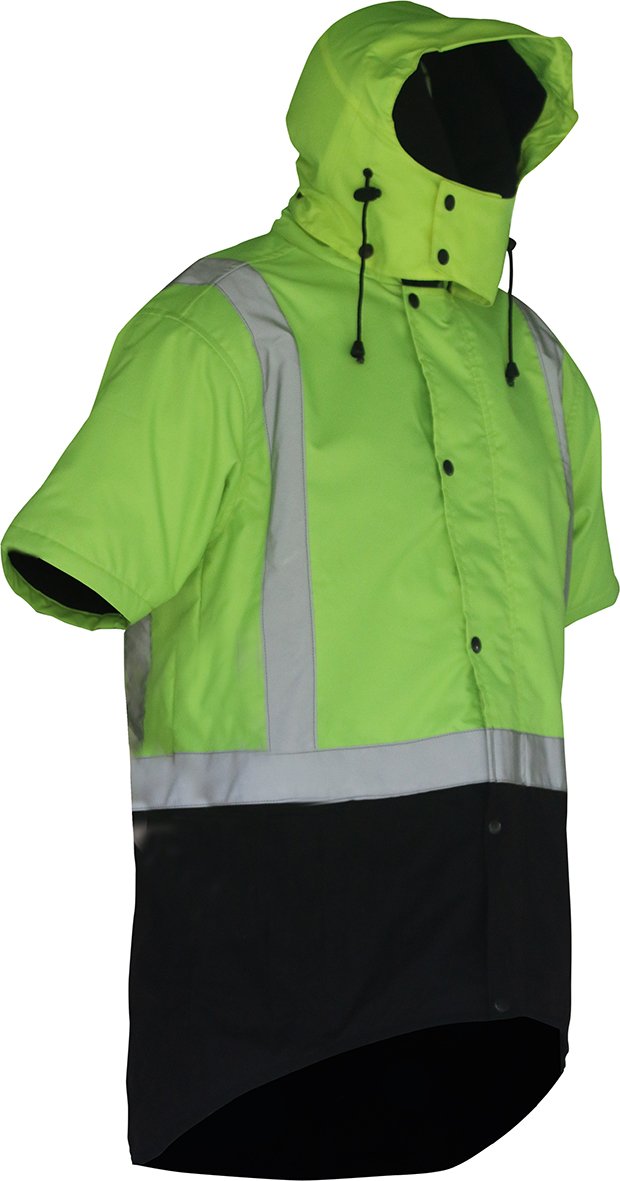 Caution Hooded D/N Oilskin Short Sleeve Vest