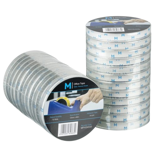 Premium Cellulose Tape, Clear, 12mm x 66m