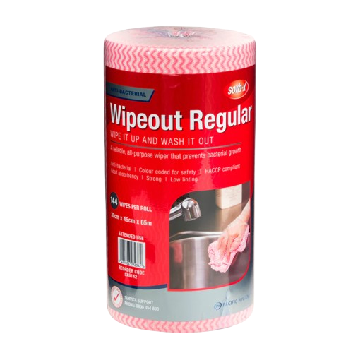 Wiping Cloths 30cm x 45cm x 65m POR Sorb-X Wipeout Regular Red