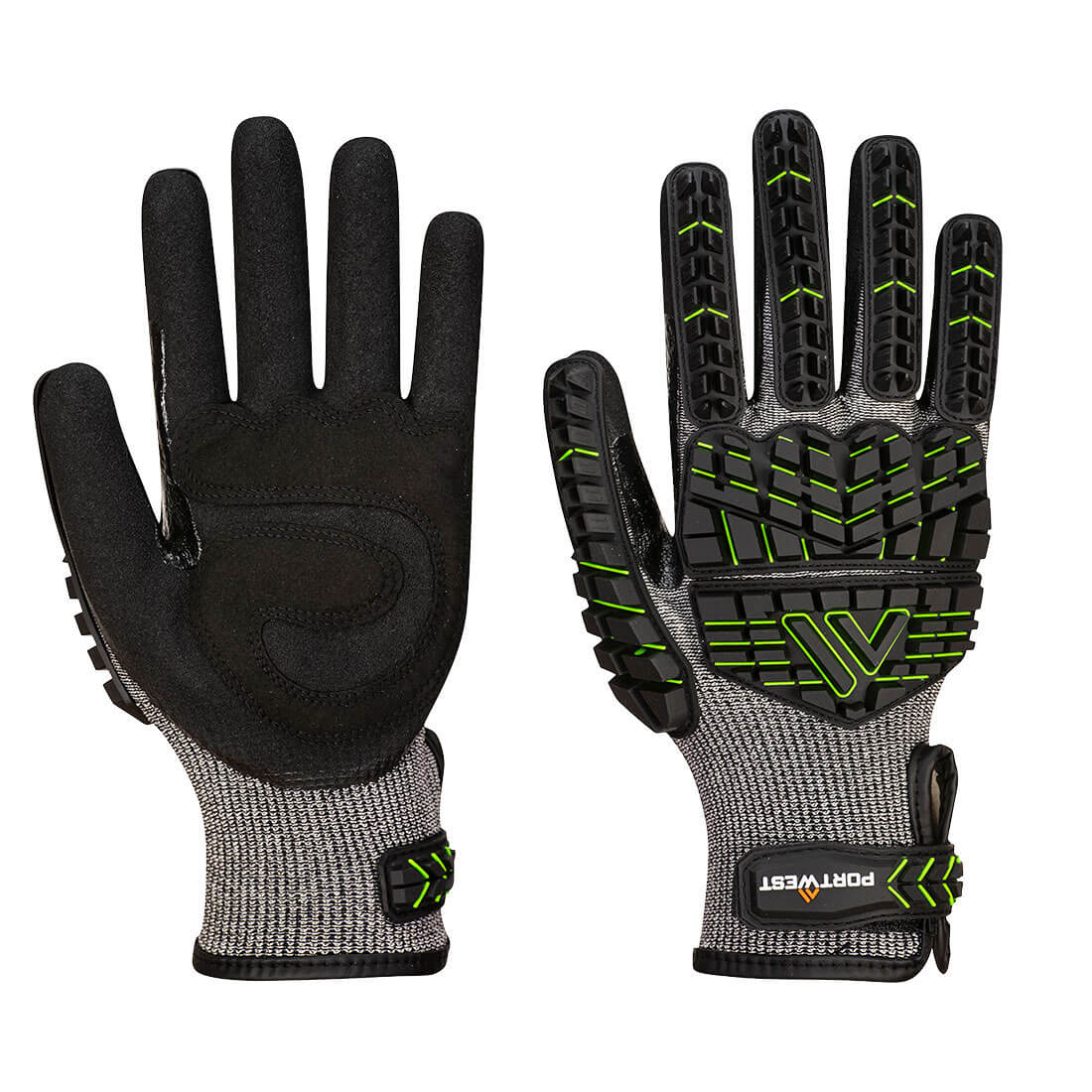 VHR15 Nitrile Foam Impact Glove, Black/Green