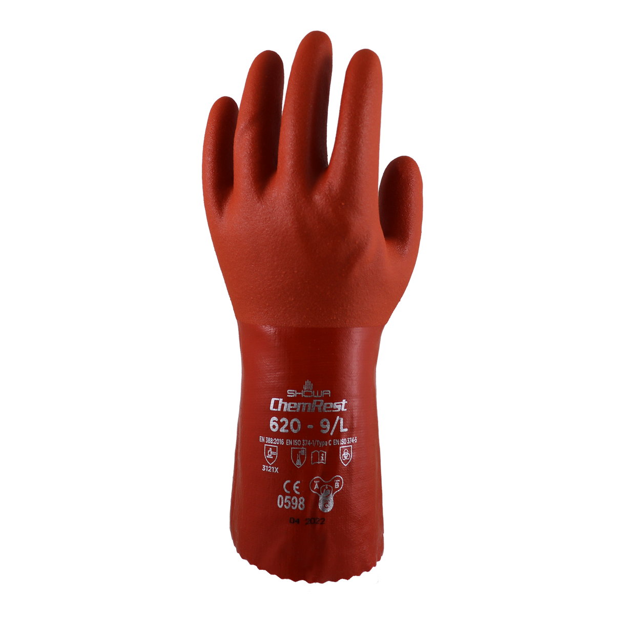 Showa 620 PVC Chemical Glove Orange Glove Medium