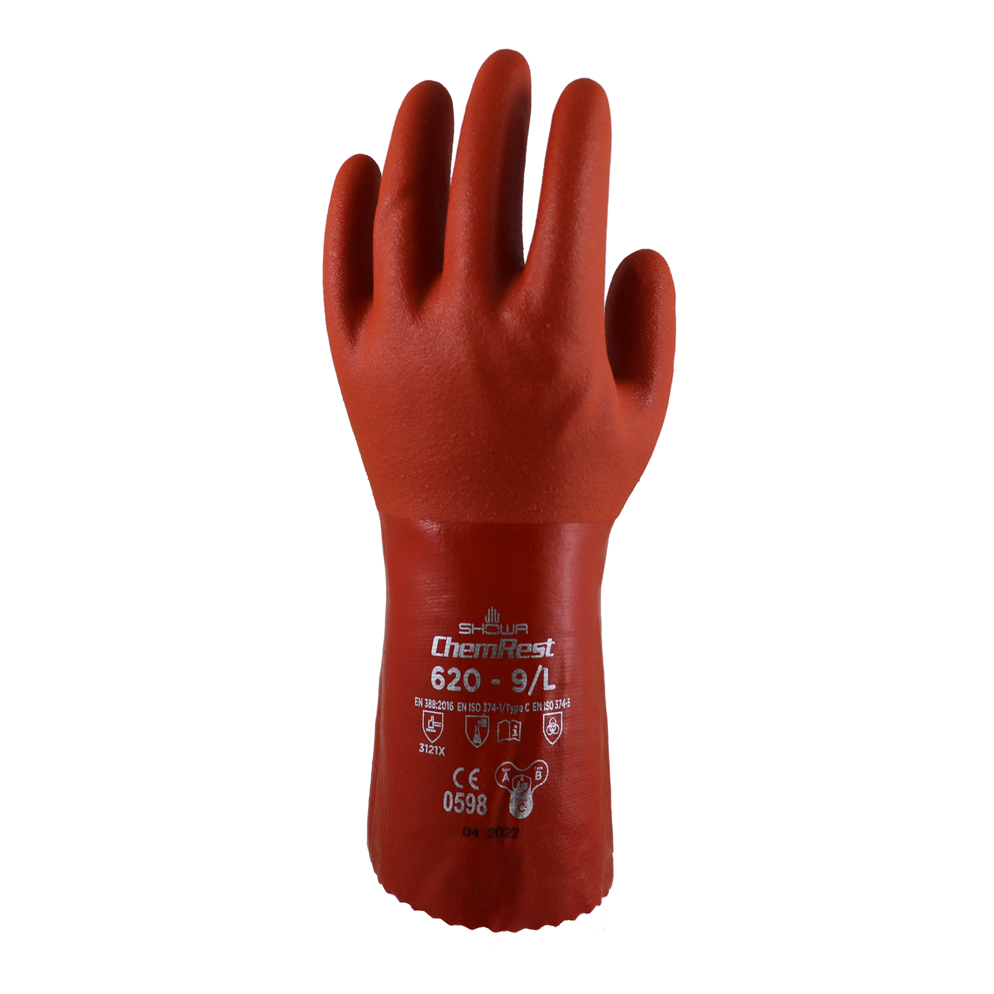 Showa 620 PVC Chemical Glove Orange Glove Medium