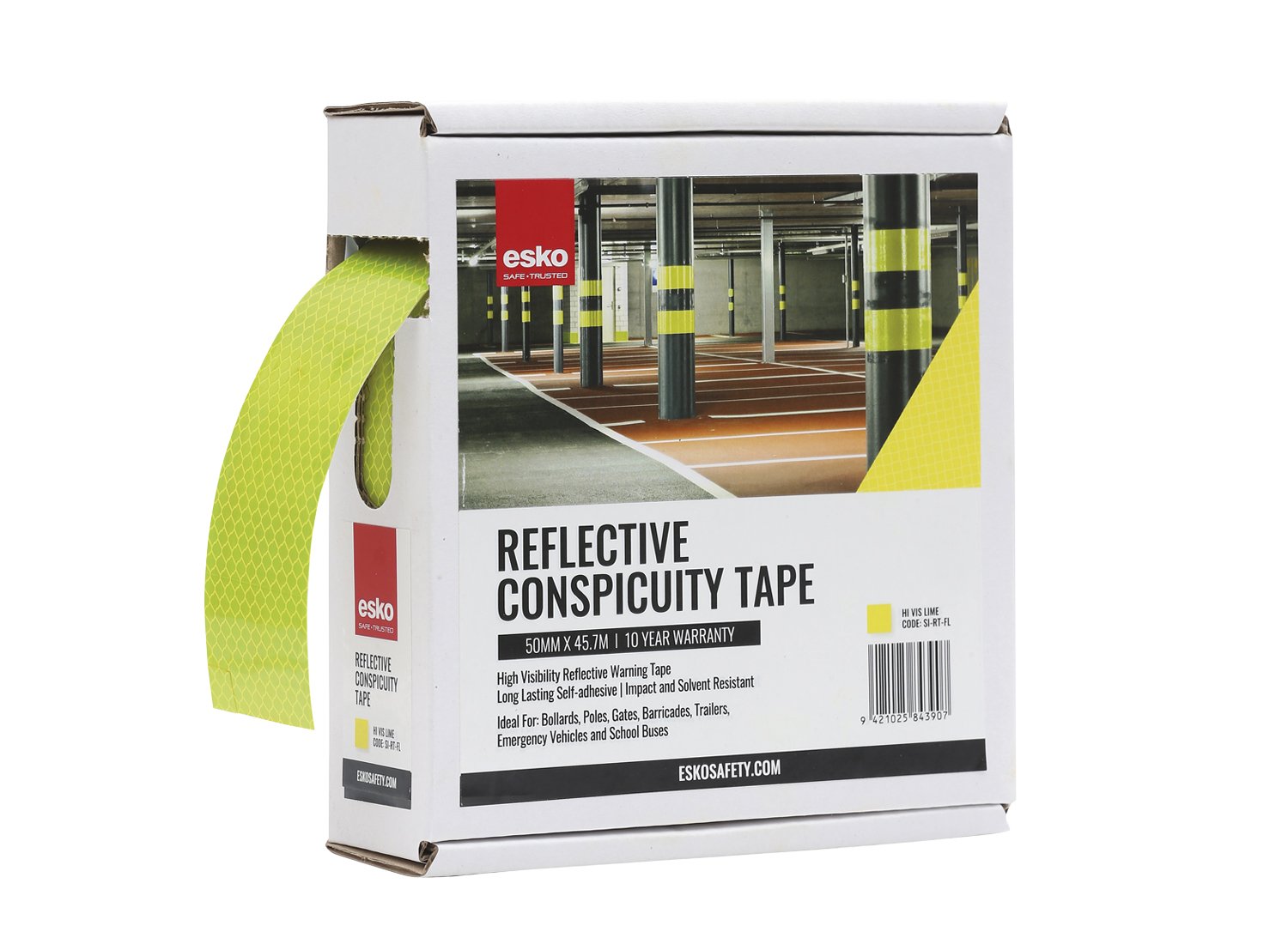 Esko Premium Conspicuity Tape, Ece 104 Certified, 50mm X 45.72m - Hi Vis Lime