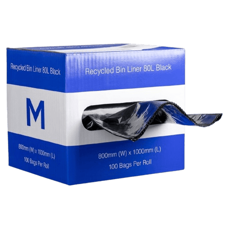 80L Boxed Rubbish Bag, Black, 1000mm X 800mm - NZ Packaging