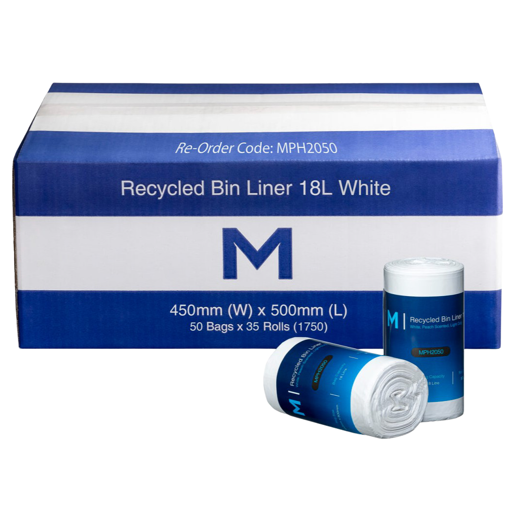 POR Recycled Bin Liner 18L - White, 450mm x 500mm x 15mu (50)