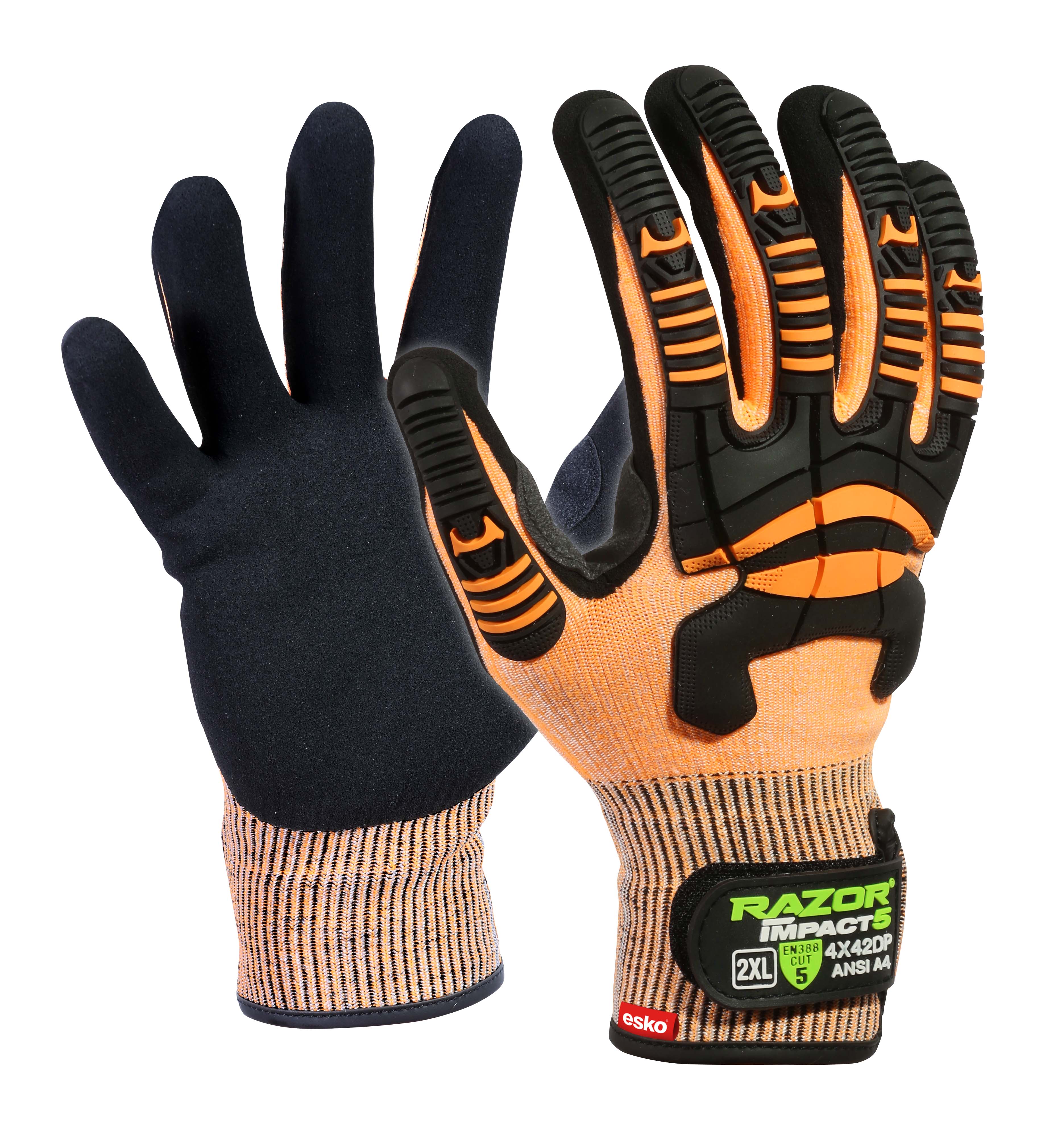 Orange Razor Impact5, Hi-Vis Uhmwpe Cut Level D, Black Sandy