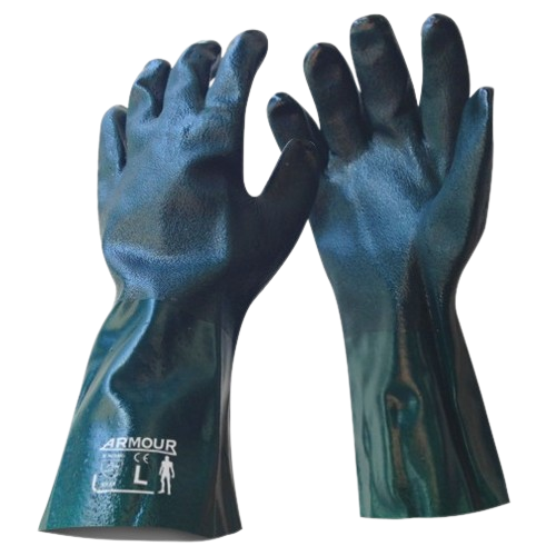 PVC Chemical Gauntlet Gloves, 35cm, Green
