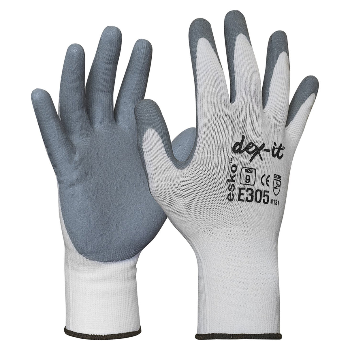 Esko Dex-It Glove, Grey Foam Nitrile Coating On White Nylon