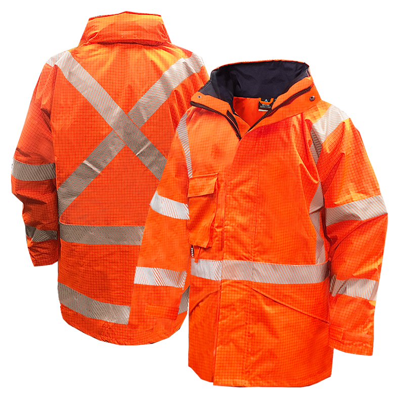 Hi Vis-Rain Jacket ,Flame Retardant, Orange Ttmc