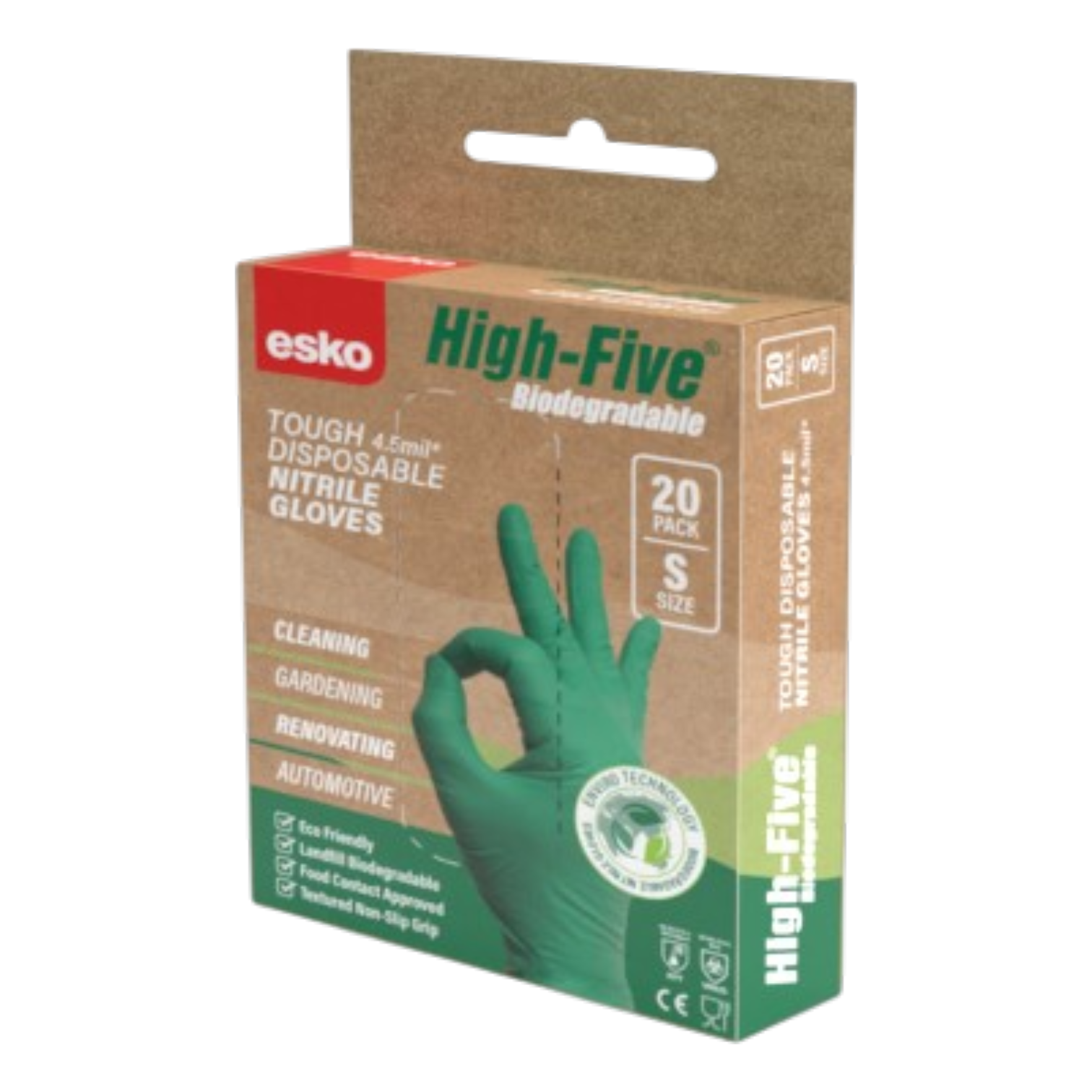 High Five Biodegradable Nitrile Disposable Glove, Green, Pow