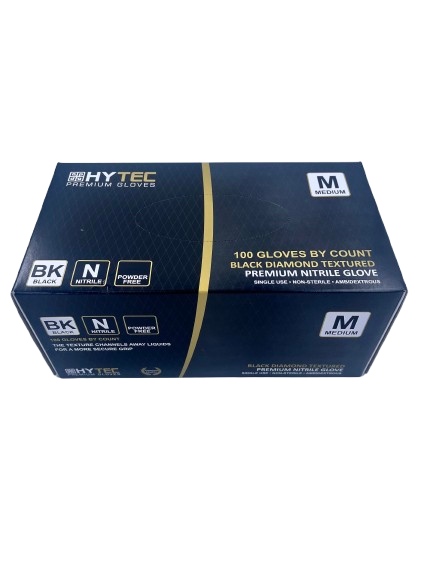 Hytec Black Textured Nitrile Gloves, Powder Free, XX-Large (95)