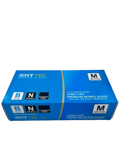 Hytec Blue Long Cuff Nitrile Gloves, Powder Free, XX-Large (95)