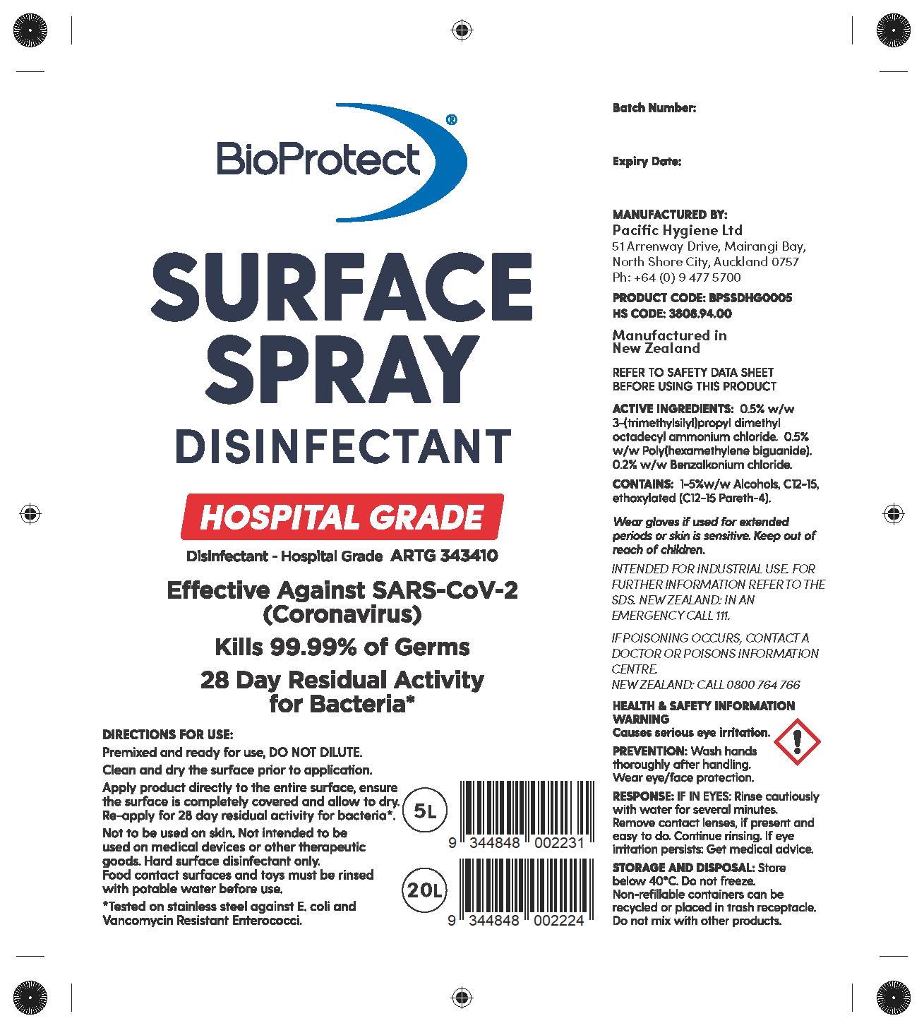 BioProtect Surface Spray Disinfectant - 20L
