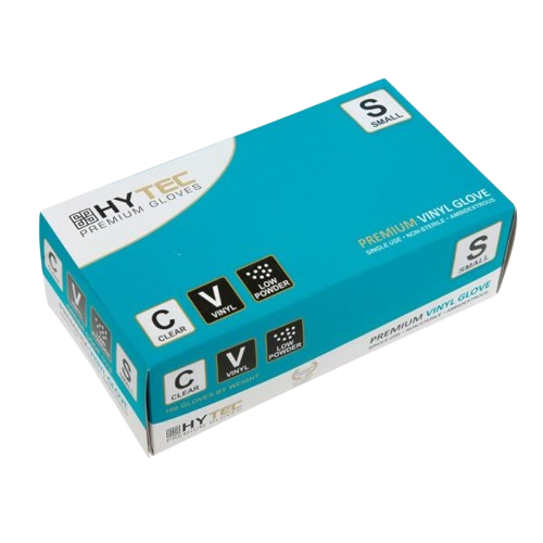 Hytec Clear Vinyl Gloves, Powder Free, Small (100)