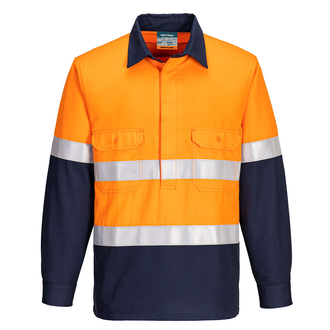 Portflame FR Class D/N Two-Tone Vented Shirt, Orange/Navy