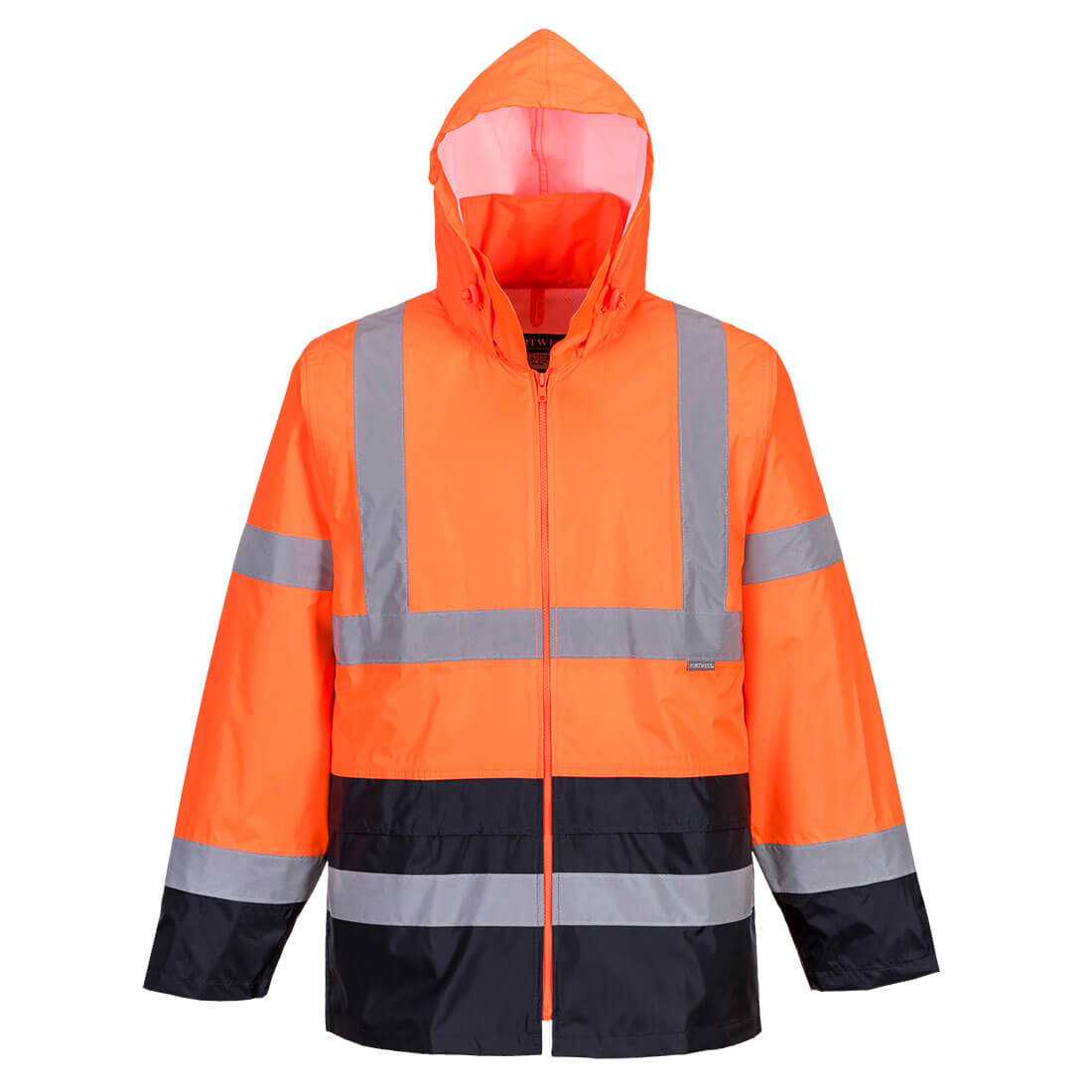 Hi-Vis Contrast Rain Traffic Jacket, Orange/Navy