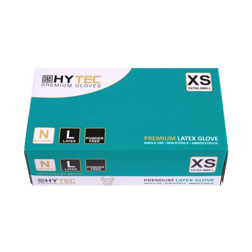 Hytec Natural Latex Gloves, Powder Free, X-Large (95)