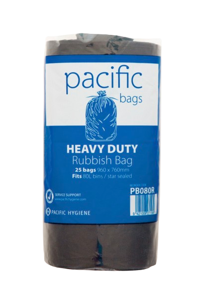 Pacific Black Garbage Bag, Black, 80L (25)