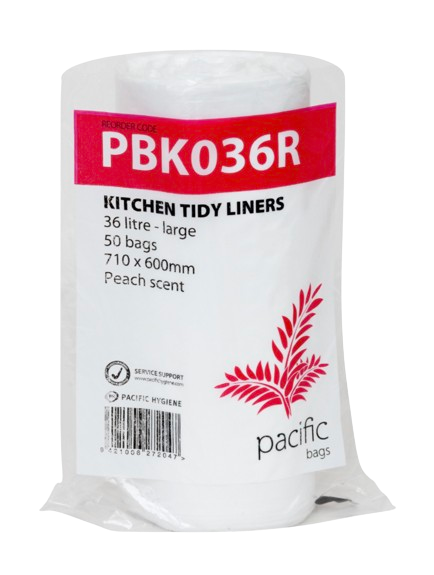 Pacific Kitchen Tidy Liner, White, 18L Roll (50)