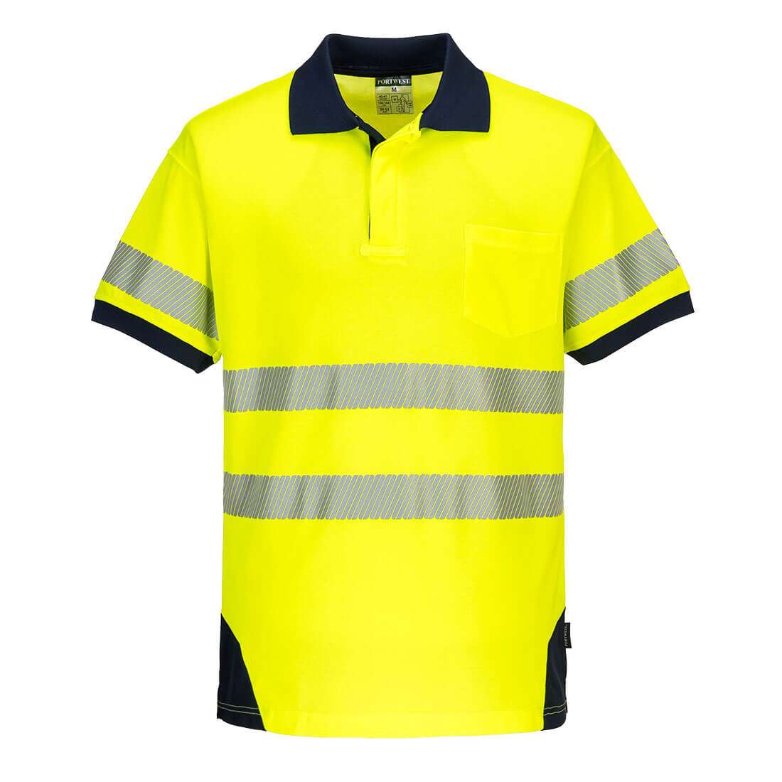 PW3 Hi-Vis Polo Shirt S/S, Yellow/Navy